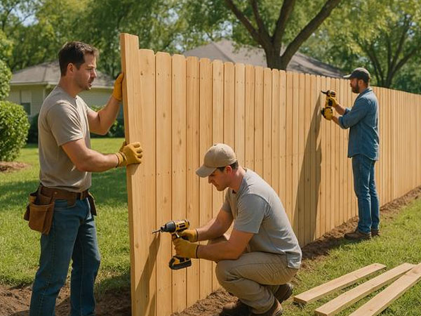 Wood fence installation